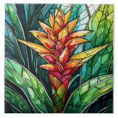 Carreau vitrail de bromélie tropical (Devant)