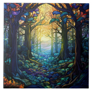 Carreau Vitrail de la forêt fantastique