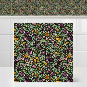 Carreau Vitrail floral millefleur victorien