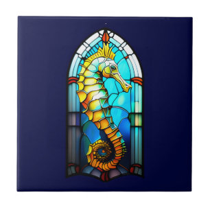 Carreau Vitrail marin 3D Seahorse chic