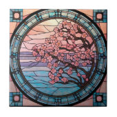 Carreau vitrail mignon cerisier fleuri (Devant)