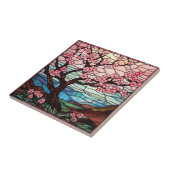 Carreau vitrail mignon cerisier fleuri (Côté)