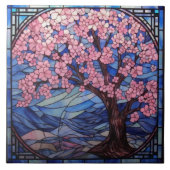 Carreau vitrail mignon cerisier fleuri (Devant)