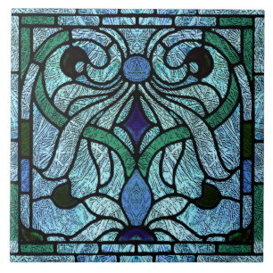 Carreau Vitraux victoriens de riche bleu