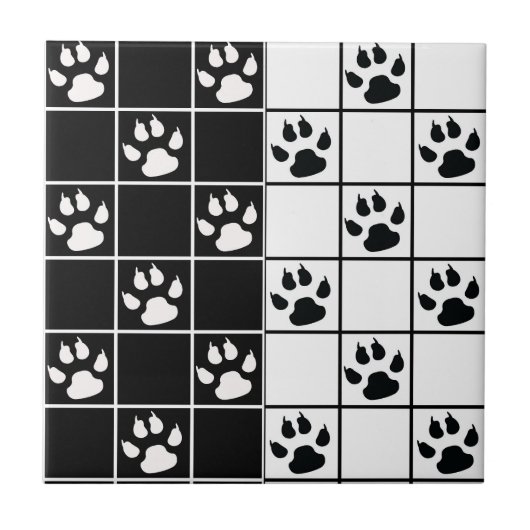 Carreau Vitre blanche noire Cute Paw Plaid (Devant)