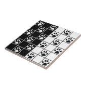 Carreau Vitre blanche noire Cute Paw Plaid (Côté)