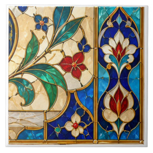 Carreau Vitre de couleur florale Tulipe de Damas et Ottoma
