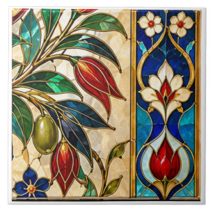 Carreau Vitre de Damas & Ottoman Tulipe en Verre