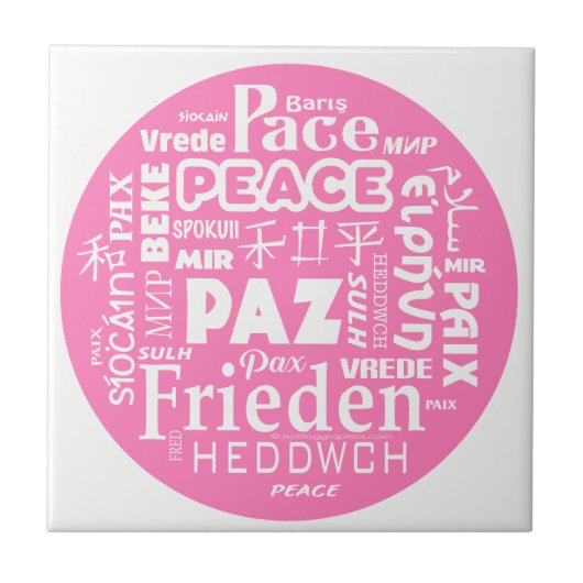 Carreau Vitrine en céramique Peace Paz Pax multilingue (Devant)
