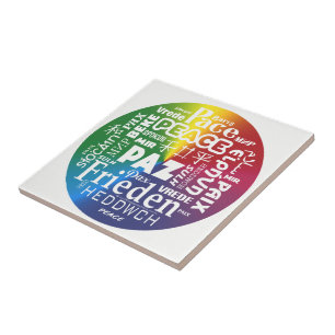 Carreau Vitrine en céramique Peace Paz Pax multilingue