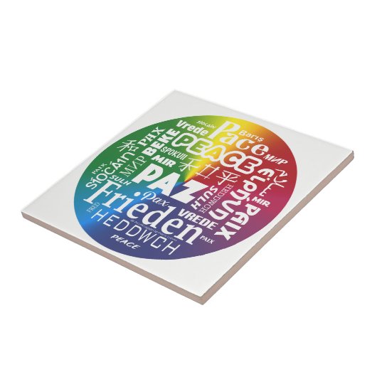 Carreau Vitrine en céramique Peace Paz Pax multilingue (Côté)