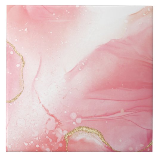Carreau Vivant marbre rose et or Aquarelle (Devant)
