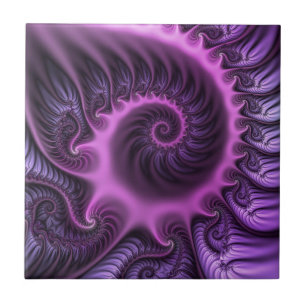 Carreau Vivid Cool Abstrait rose violet Fractal Art Spiral