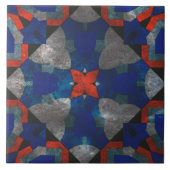 Carreau Vivid Red Starburst avec des accents bleu apaisant (Devant)