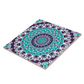 Carreau Vivid Turquoise and Plum Mandala Pattern (Côté)