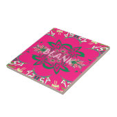 Carreau Vivid Vivid Bébé rose floral violet ombrage Monogr (Côté)