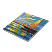 Carreau Voilier au coucher du soleil (Côté)