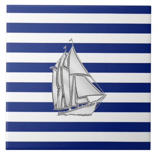 Carreau Voilier de chrome sur les rayures nautiques (Devant)