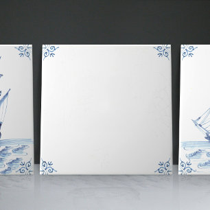 Carreau Voilier Schooner de Style Hollandais Delft Blue