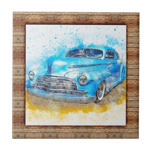 Carreau Voiture d'art Abstrait encadrée en bois (Devant)