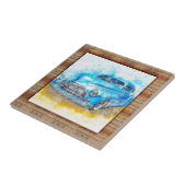 Carreau Voiture d'art Abstrait encadrée en bois (Côté)