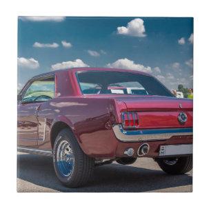 Carreau Voiture Sports Mustang Rouge Muscle Moteur Engrena