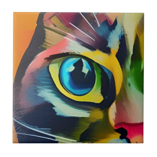 Carreau Voix colorées de chatte de chat (Devant)