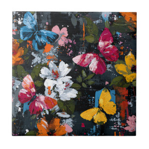 Carreau Vol de papillon abstrait vibrant (2)