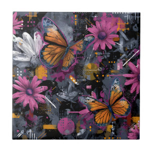 Carreau Vol de papillon abstrait vibrant (6)