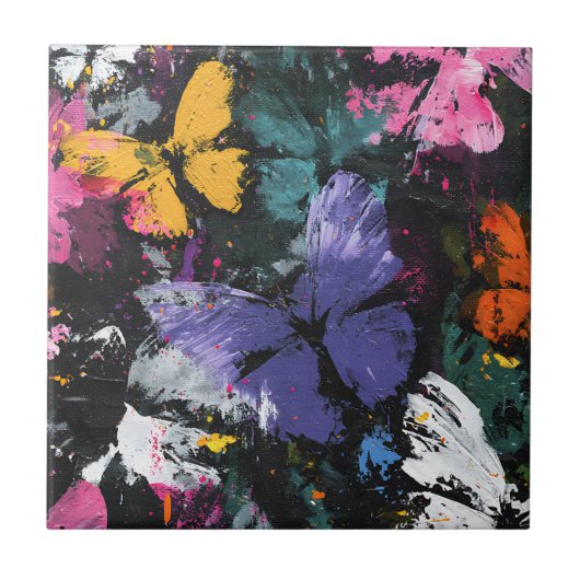 Carreau Vol de papillon abstrait vibrant (7) (Devant)