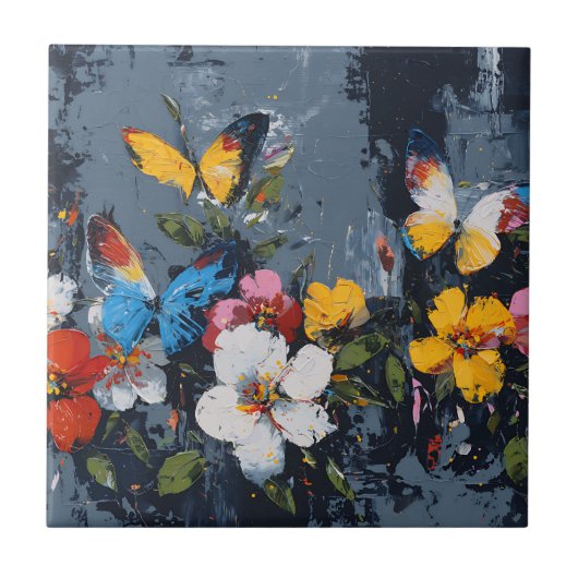 Carreau Vol de papillon abstrait vibrant (8) (Devant)
