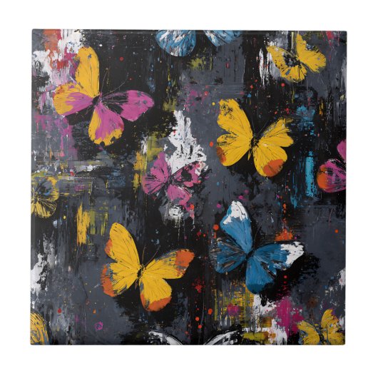 Carreau Vol de papillon abstrait vibrant (9) (Devant)