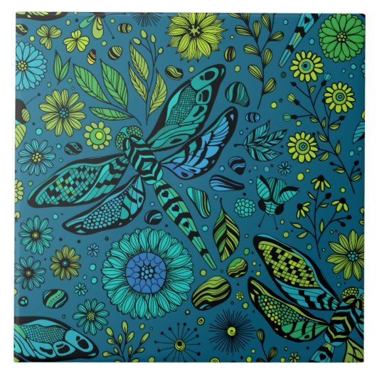 Carreau Voler, pilonner la libellule en bleu (Devant)
