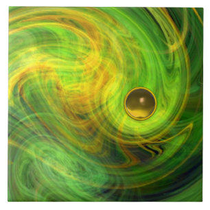 CARREAU VORTEX ET PIERRE JAUNE VERT PSYCHÉDÉLIQUE LÉGER