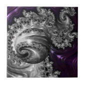 Carreau Vortex fractal argenté et pourpre (Devant)
