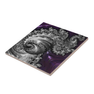 Carreau Vortex fractal argenté et pourpre
