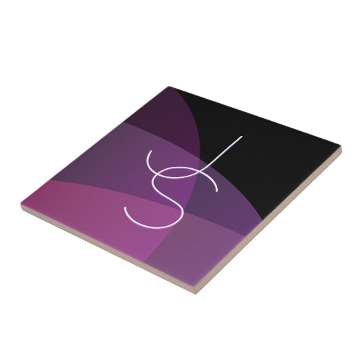 Carreau Vos initiales de chevauchement | Moderne violet et (Côté)