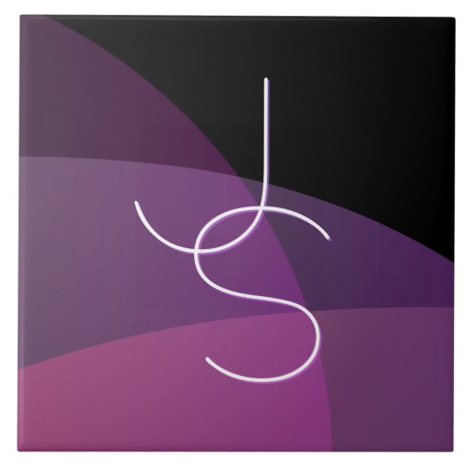 Carreau Vos initiales de chevauchement | Moderne violet et (Devant)