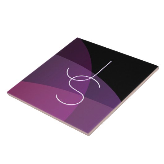 Carreau Vos initiales de chevauchement | Moderne violet et (Côté)