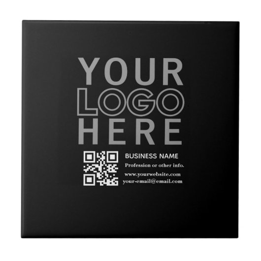 Carreau Votre logo avec code QR et texte modifiables (Devant)