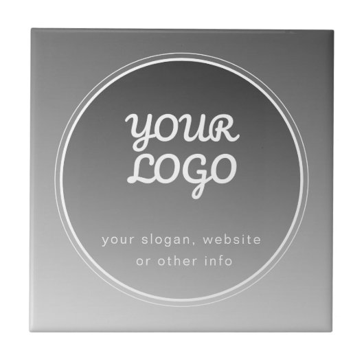 Carreau Votre logo et texte modifiable | Dégradé gris fonc (Devant)