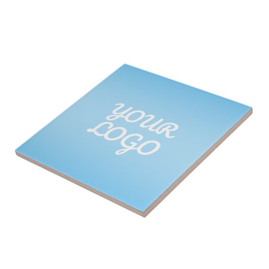 Carreau Votre logo & ombre simple moderne | Bleu clair (Côté)