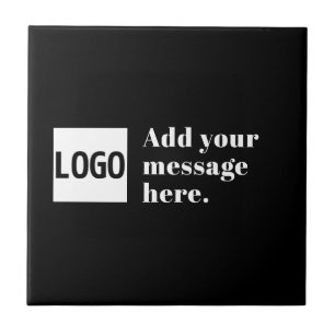 Carreau Votre logo ou image téléchargée & texte rétro modi
