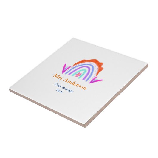 Carreau Votre message e ajouter nom de texte rainbow profe (Côté)