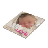 Carreau Votre nom nouveau-né de rose de souvenir de photo (Côté)