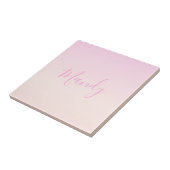 Carreau Votre texte | Élégant Script & Soft Blush Pink Omb (Côté)