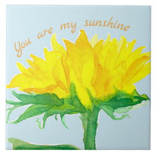 Carreau Vous Êtes Mon Sunshine Yellow Sunflower Aquarelle