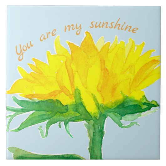 Carreau Vous Êtes Mon Sunshine Yellow Sunflower Aquarelle (Devant)