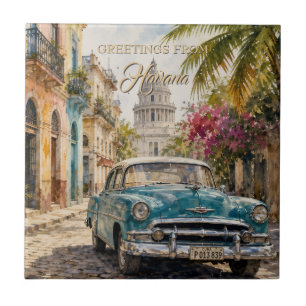 Carreau Voyage à Cuba Vintage - Salutations d'Havane