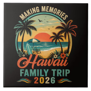 Carreau Voyage de Famille à Hawaï Coucher de Soleil Tropic